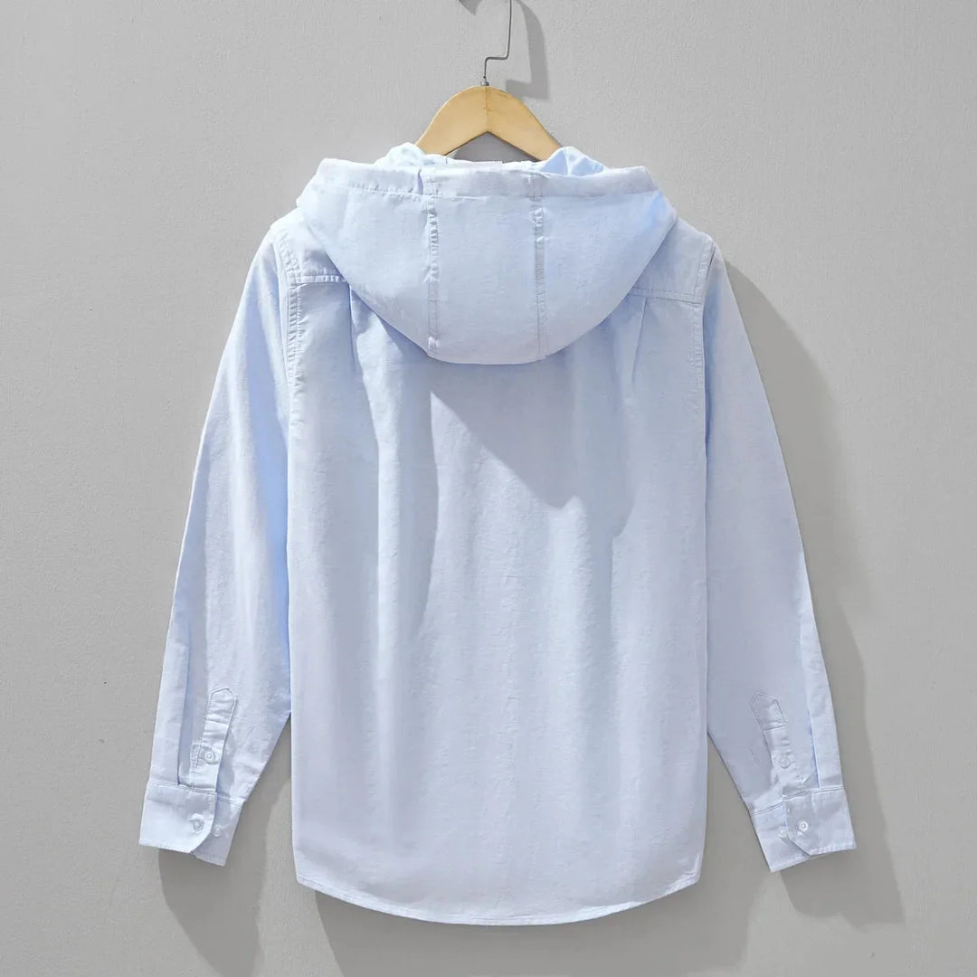 Men’s Hooded Zip-Up Shirt with Contrast Trim