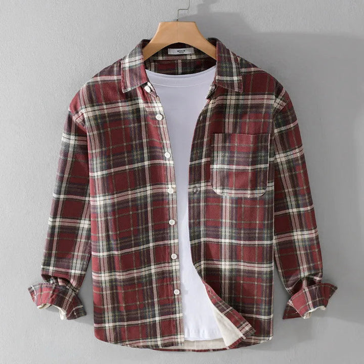 Long Sleeve Plaid Button-Up Shirt