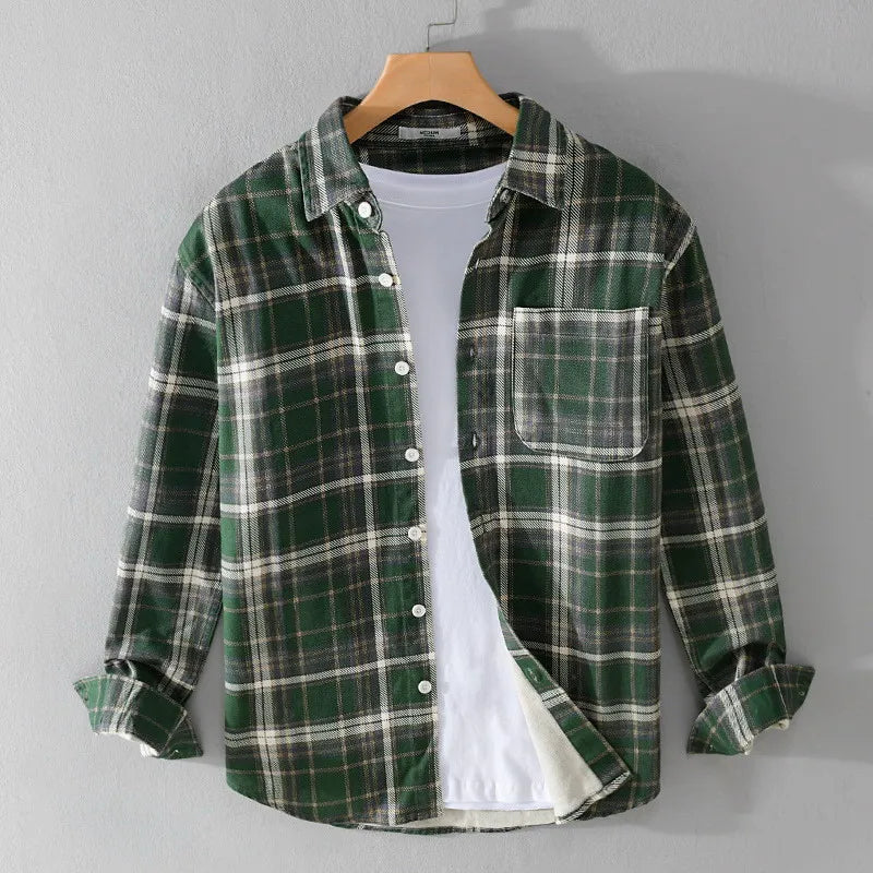 Long Sleeve Plaid Button-Up Shirt