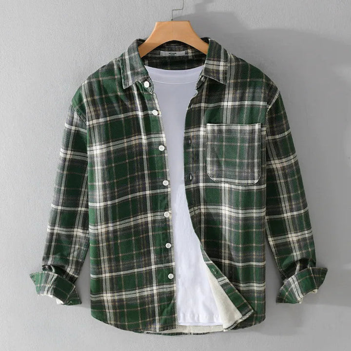 Long Sleeve Plaid Button-Up Shirt