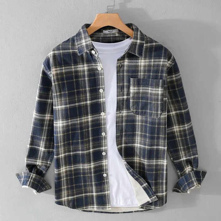 Long Sleeve Plaid Button-Up Shirt