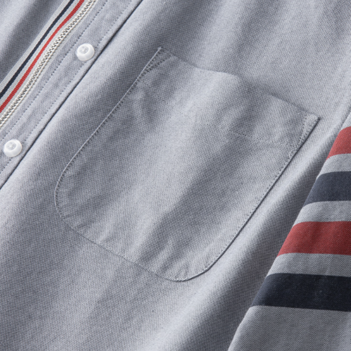 Men’s Long Sleeve Zip-Up Shirt with Sleeve Stripe
