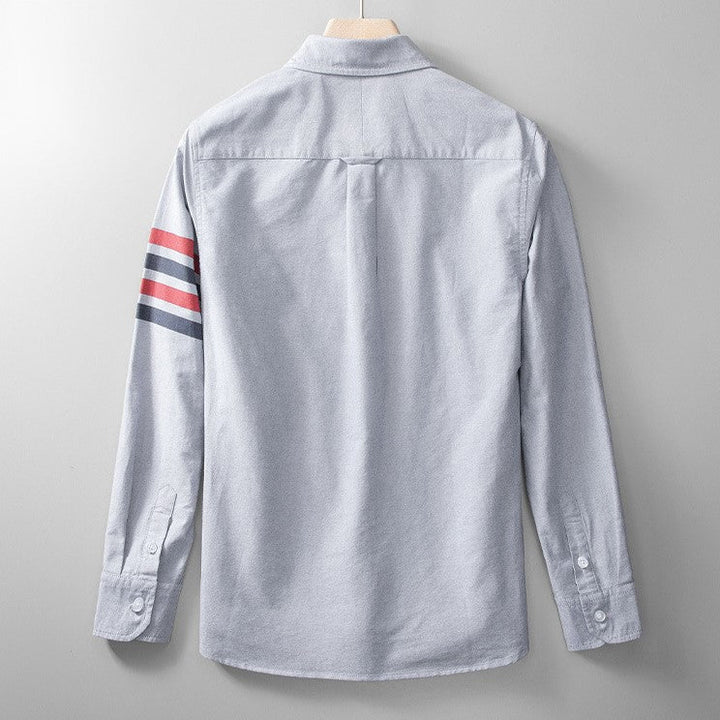 Men’s Long Sleeve Zip-Up Shirt with Sleeve Stripe