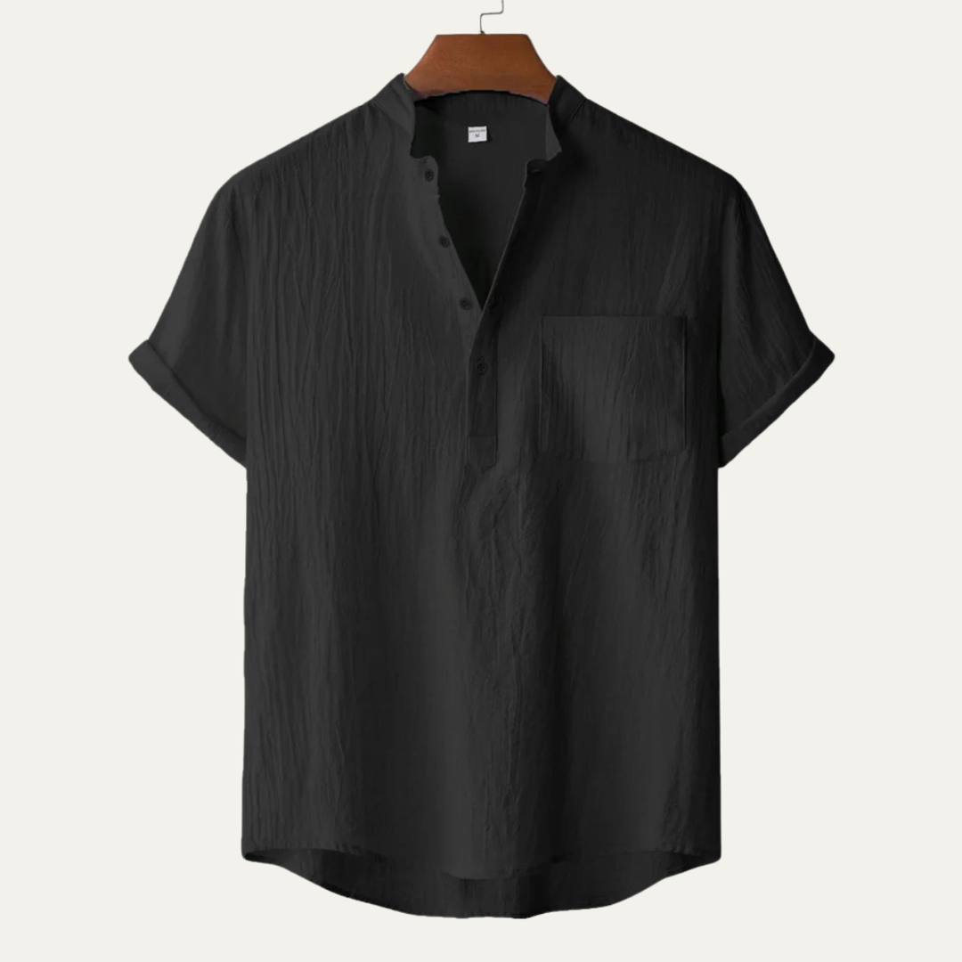 Mandarin Collar Short Sleeve Shirt
