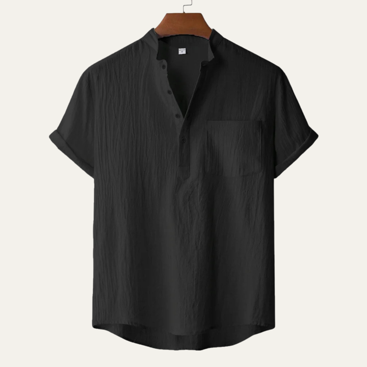 Mandarin Collar Short Sleeve Shirt