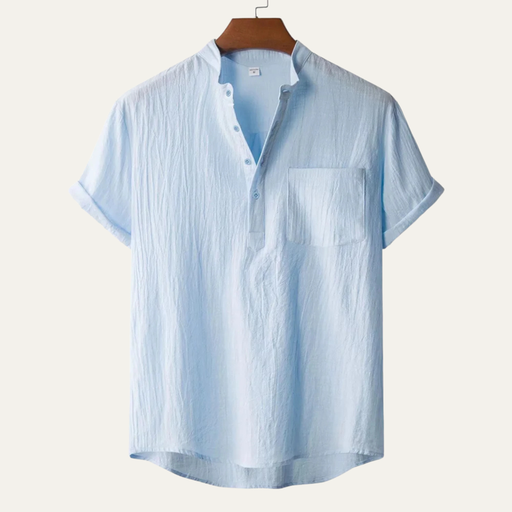 Mandarin Collar Short Sleeve Shirt