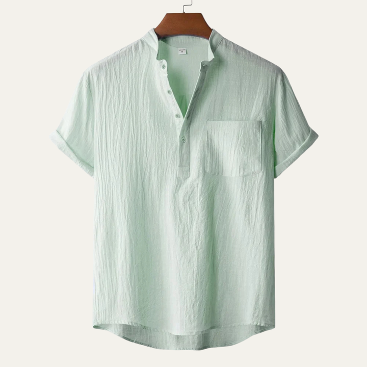 Mandarin Collar Short Sleeve Shirt