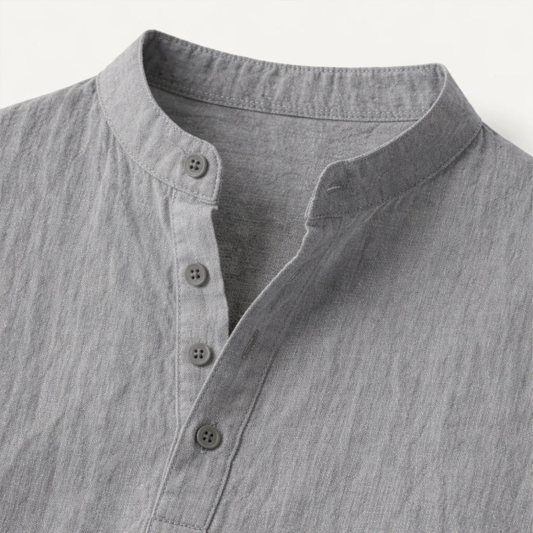 Mandarin Collar Short Sleeve Shirt