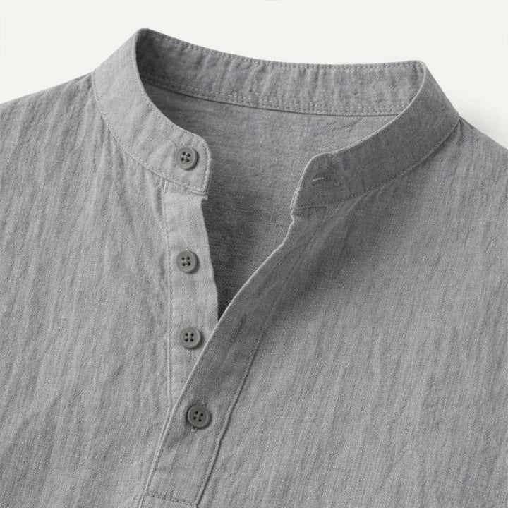 Mandarin Collar Short Sleeve Shirt