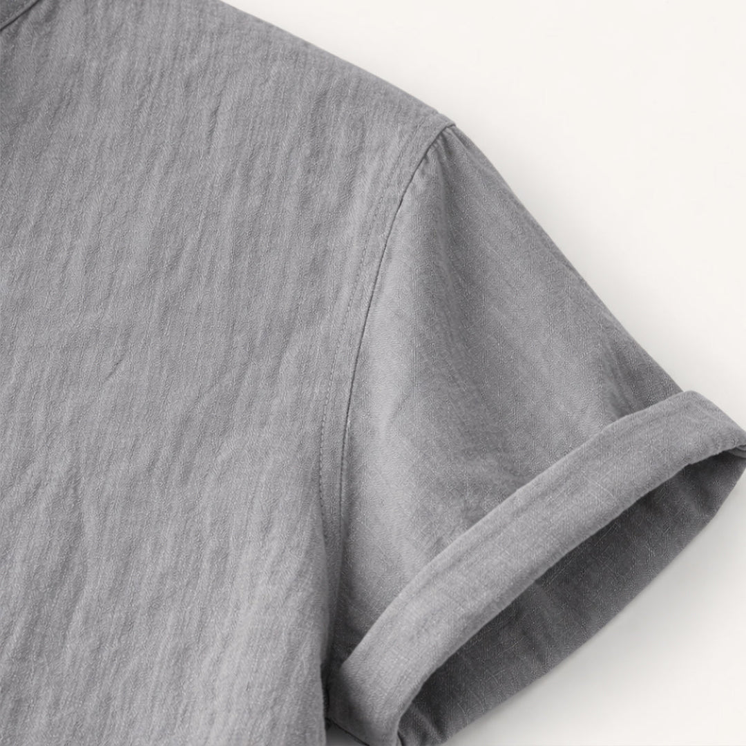 Mandarin Collar Short Sleeve Shirt