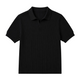 Ribbed Knit Open Collar Polo Shirt
