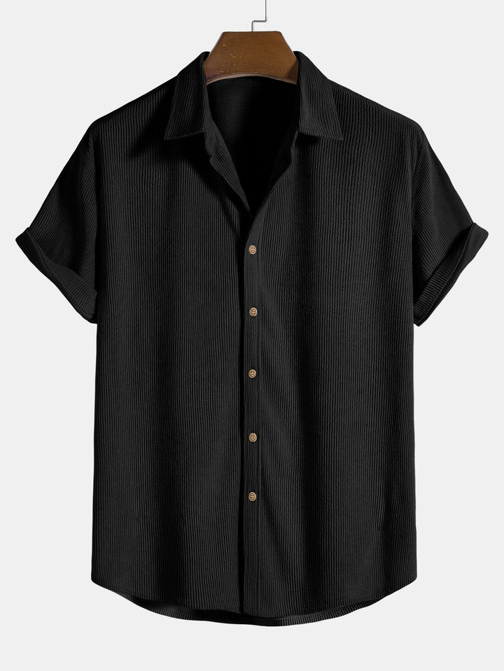Men’s Short Sleeve Textured Button-Up Shirt