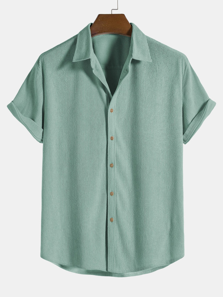 Men’s Short Sleeve Textured Button-Up Shirt