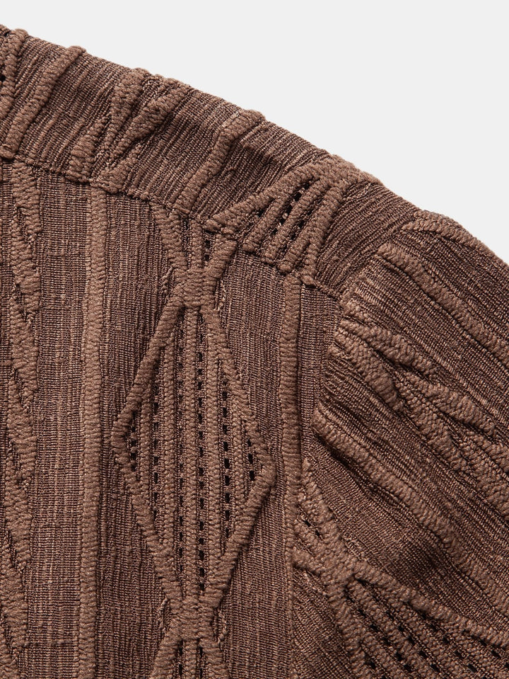 Textured Short Sleeve Camp Collar Shirt