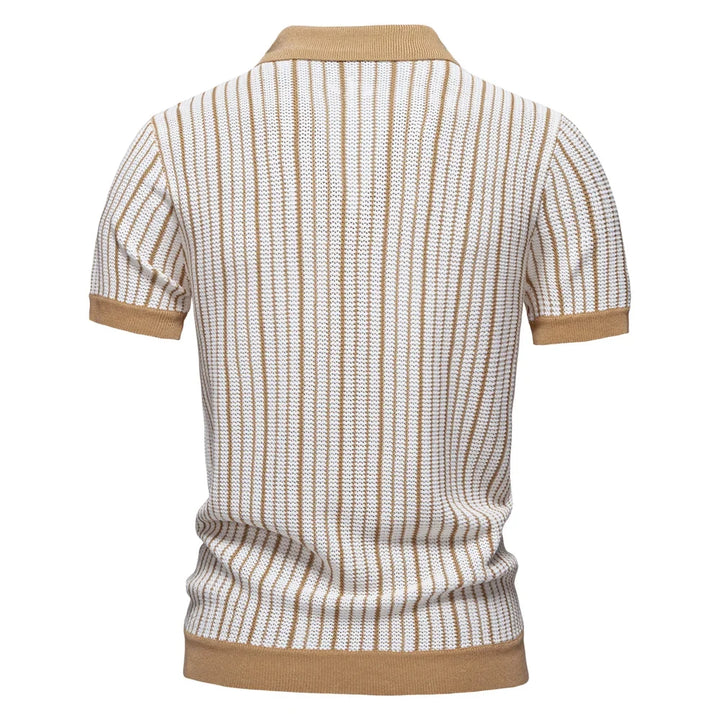 Short Sleeve Vertical Stripe Button-Up Shirt