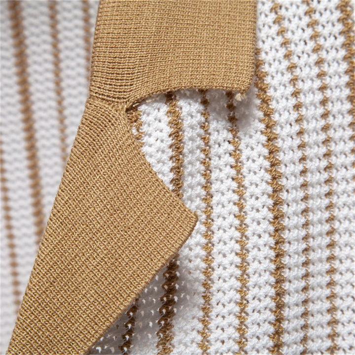 Short Sleeve Vertical Stripe Button-Up Shirt