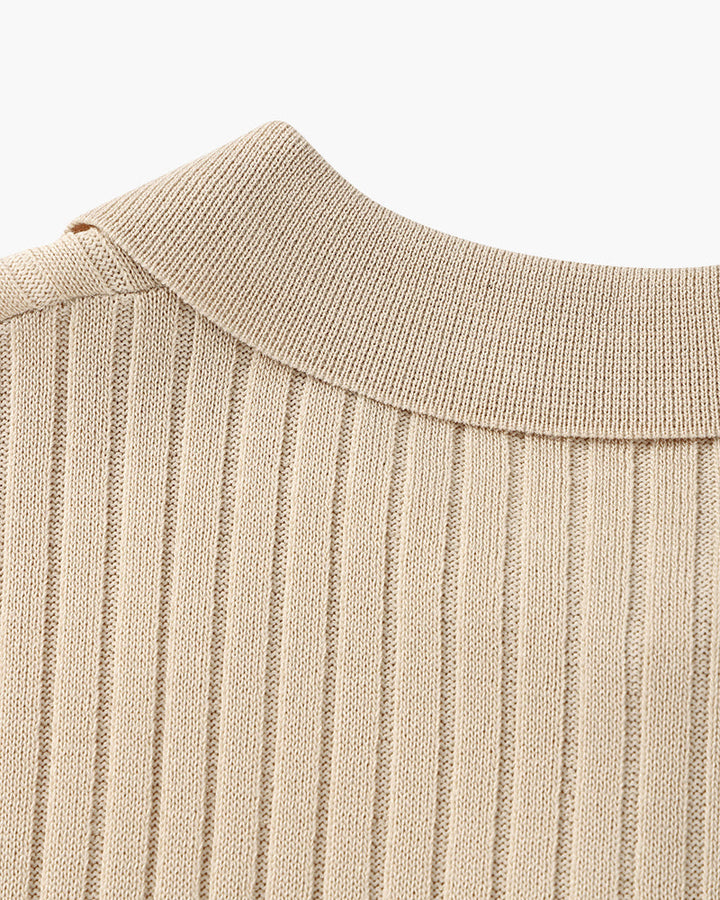 Short Sleeve Ribbed Polo Shirt
