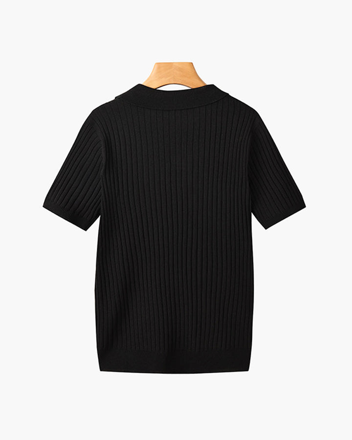 Short Sleeve Ribbed Polo Shirt
