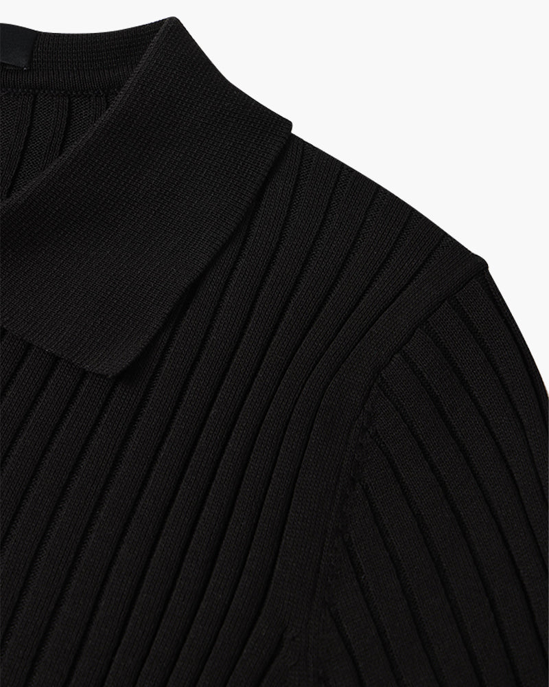 Short Sleeve Ribbed Polo Shirt