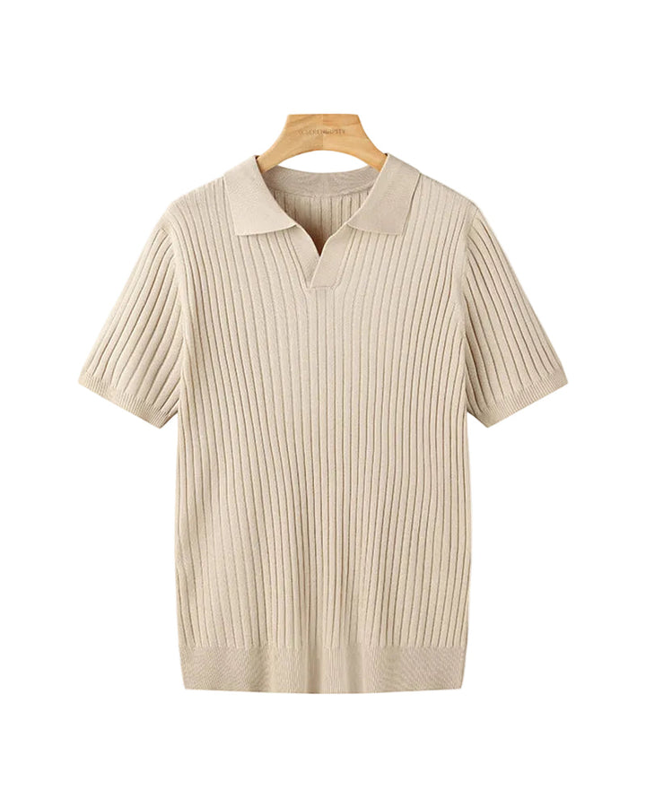 Short Sleeve Ribbed Polo Shirt
