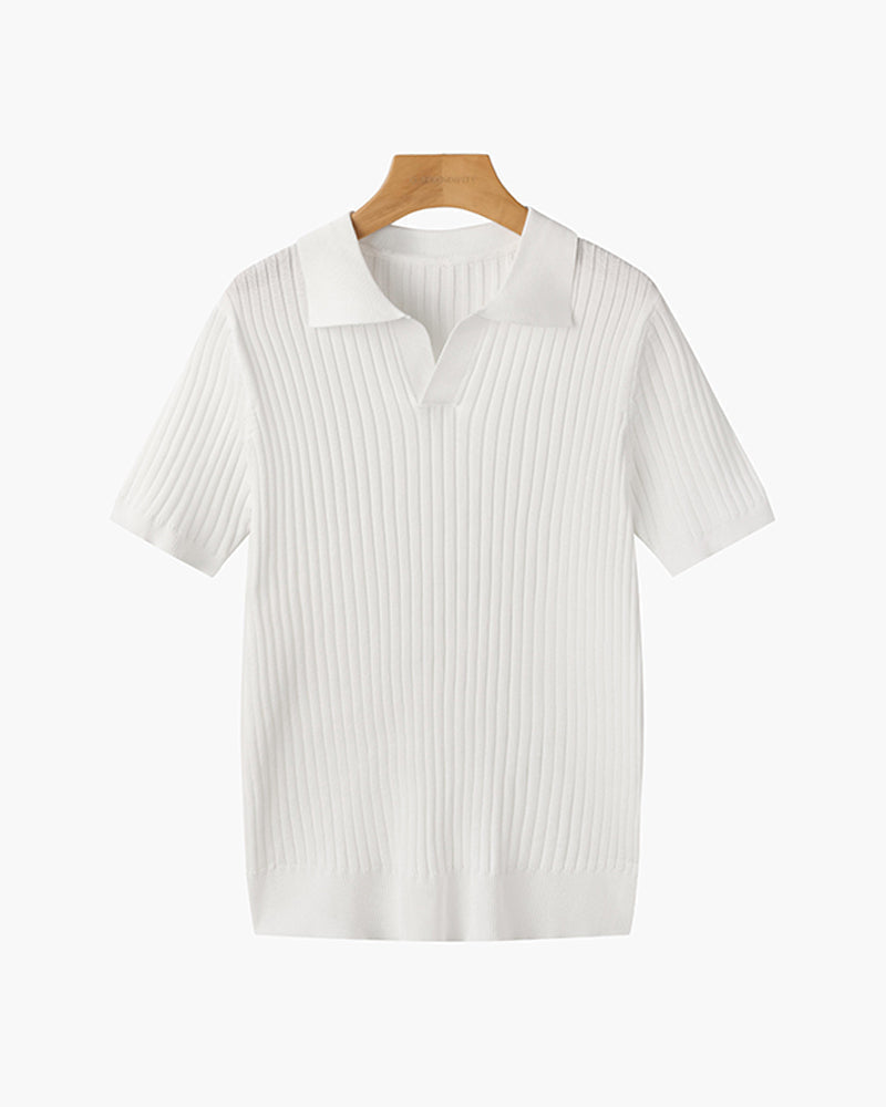 Short Sleeve Ribbed Polo Shirt