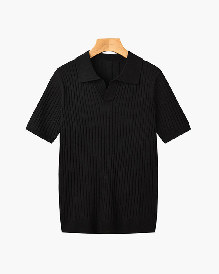 Short Sleeve Ribbed Polo Shirt