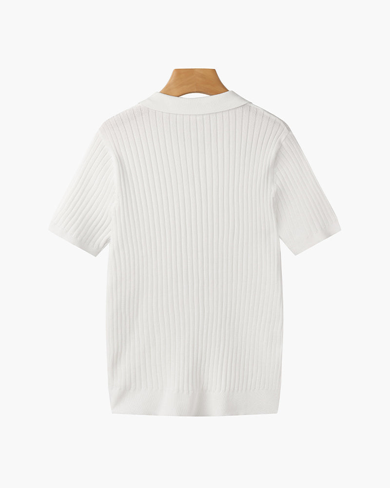 Short Sleeve Ribbed Polo Shirt