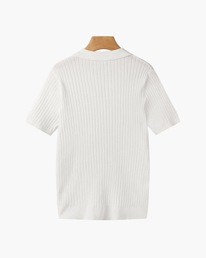Short Sleeve Ribbed Polo Shirt