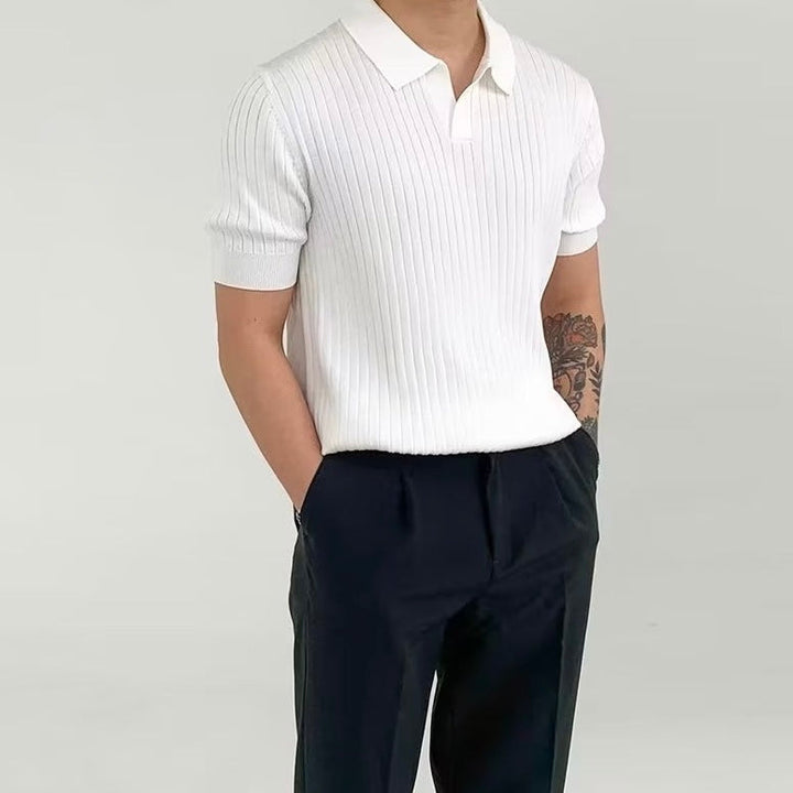 Short Sleeve Ribbed Polo Shirt