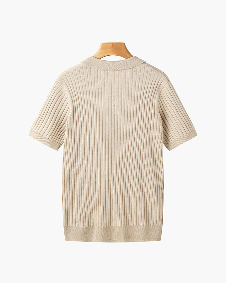 Short Sleeve Ribbed Polo Shirt