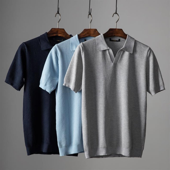 Men’s Textured Knit Short Sleeve Polo
