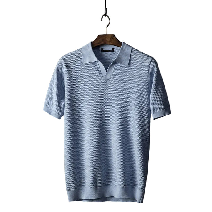 Men’s Textured Knit Short Sleeve Polo
