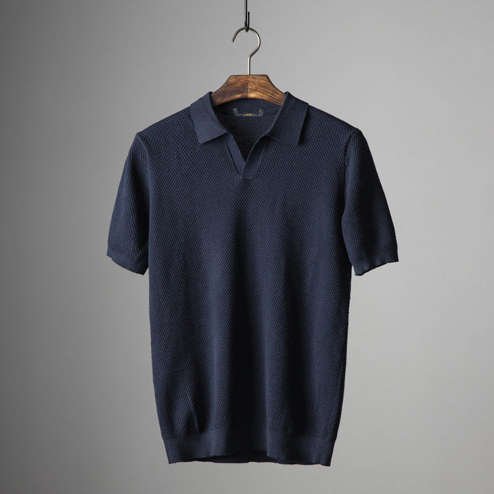 Men’s Textured Knit Short Sleeve Polo