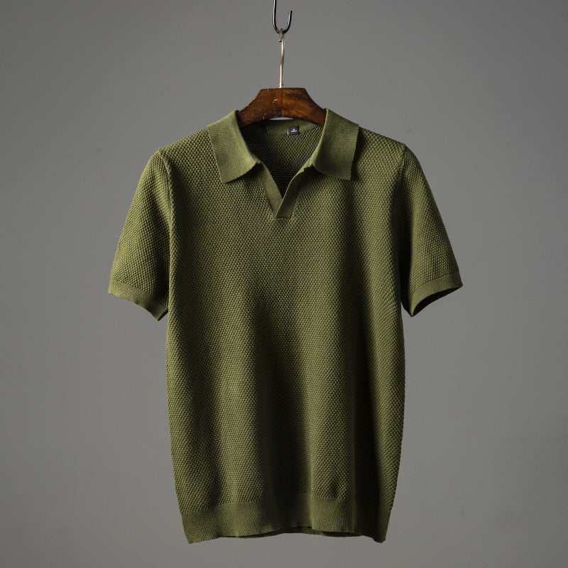 Men’s Textured Knit Short Sleeve Polo
