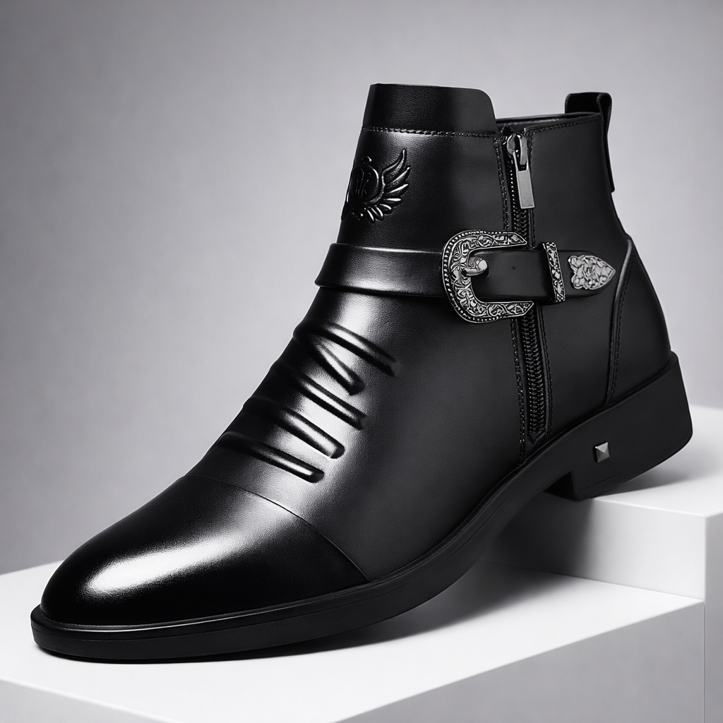 Western Buckle Ankle Boots
