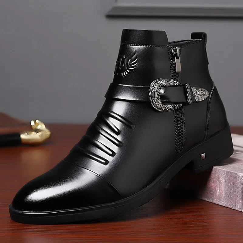Western Buckle Ankle Boots