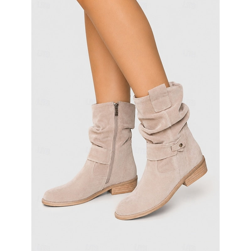 Slouchy Buckle Ankle Boots