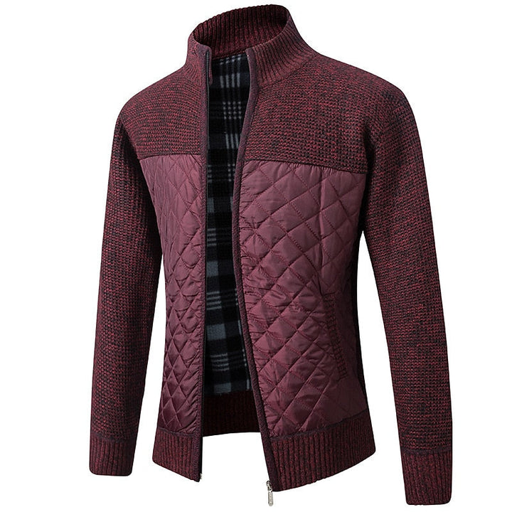Zip-Up Stand Collar Cardigan
