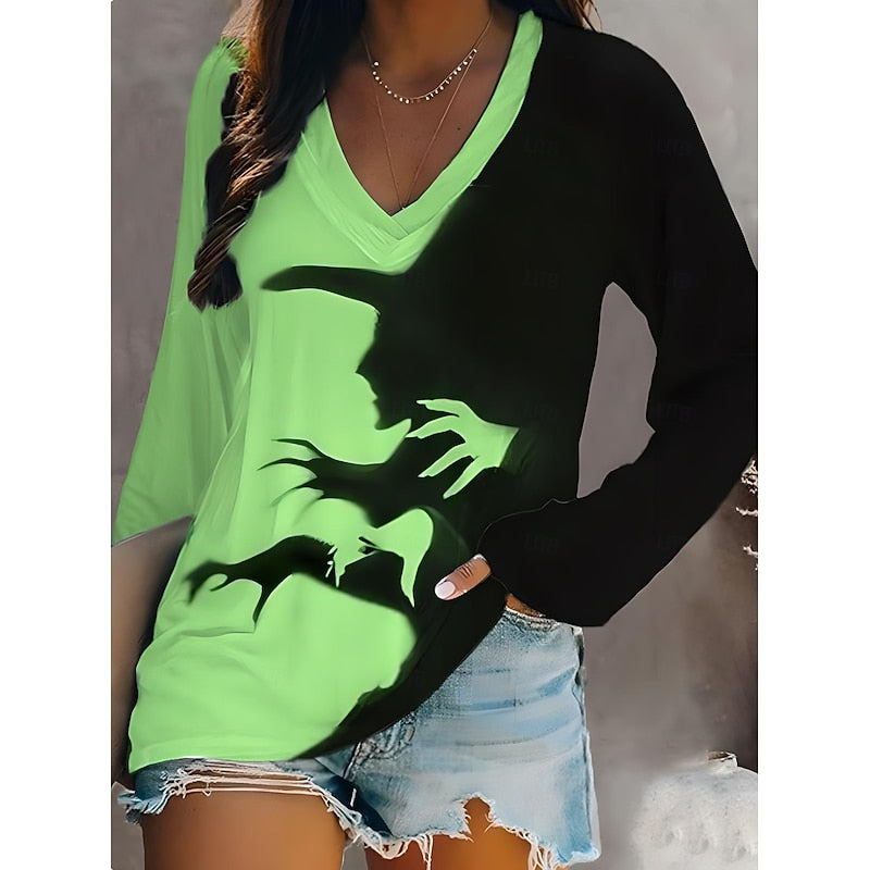 Halloween Graphic V-Neck Top