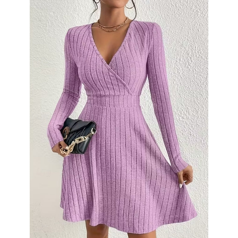Wrap-Neck A-Line Dress