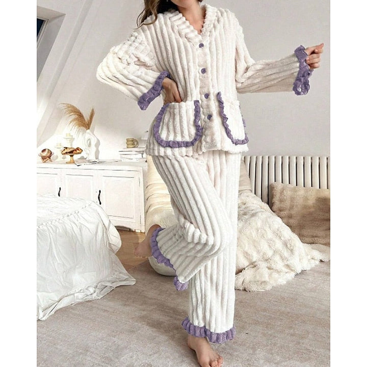 Cozy Ruffle-Trim Two-Piece Set