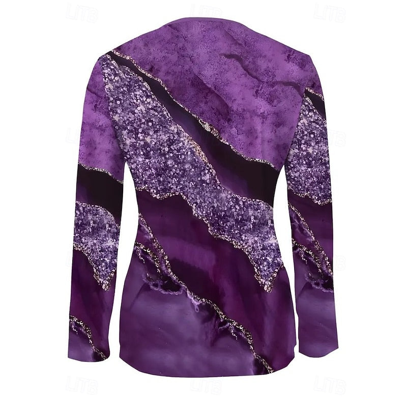 Floral Quarter-Zip Long Sleeve Top