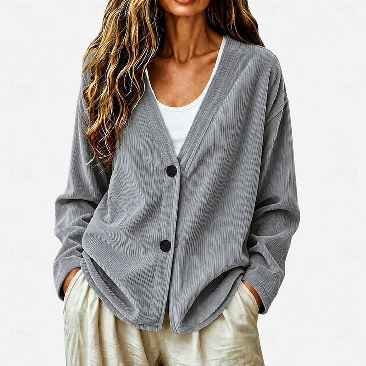 Relaxed V-Neck Button Cardigan