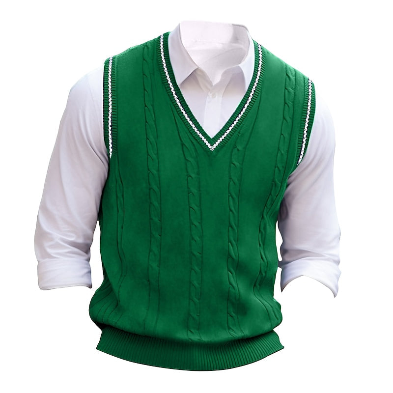 Cable-Knit V-Neck Sweater Vest