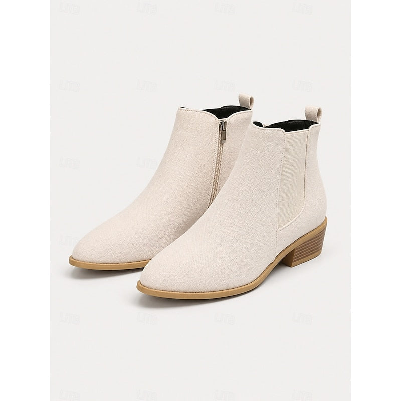 Pointed-Toe Block Heel Ankle Boots
