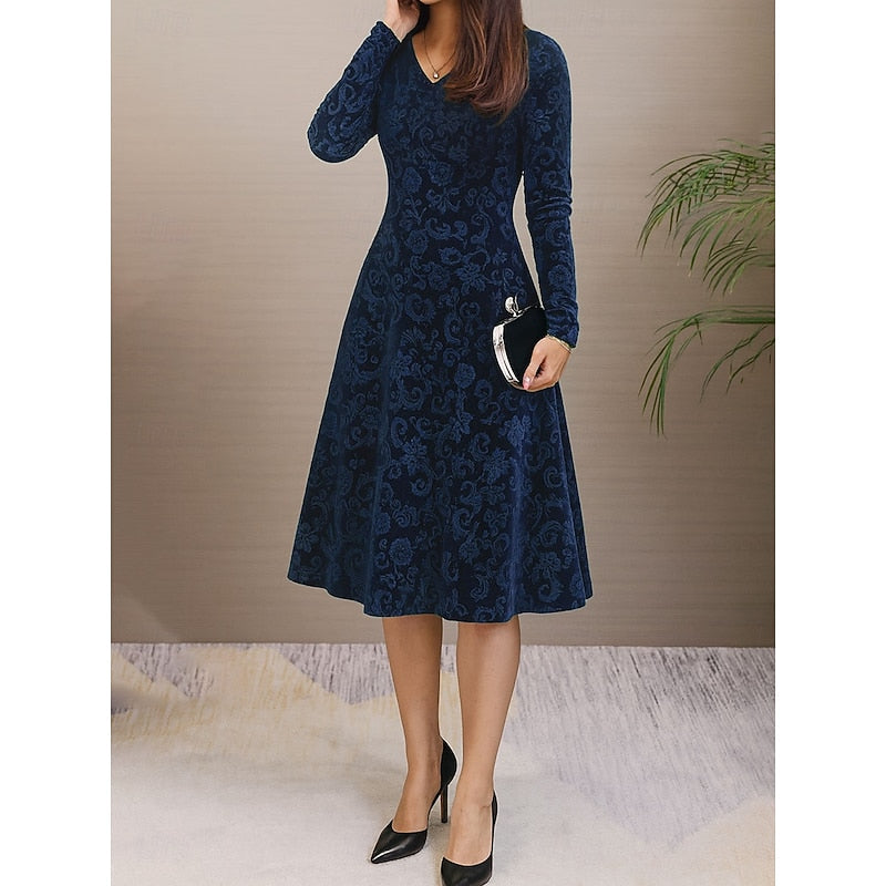 Floral A-Line Midi Dress