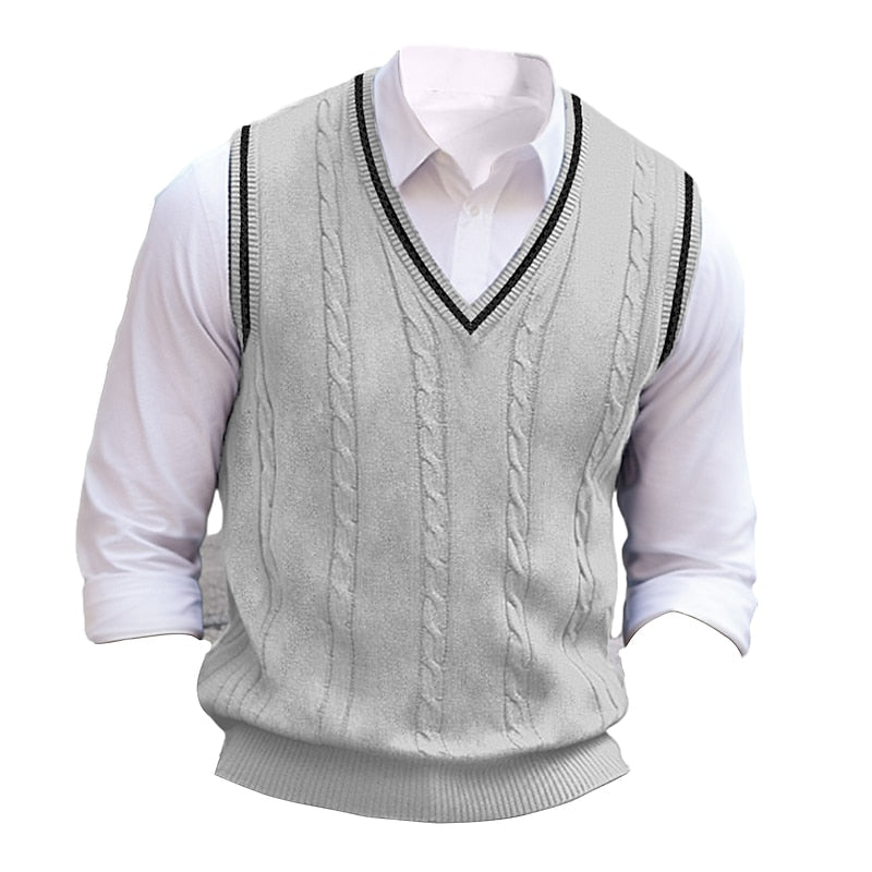 Cable-Knit V-Neck Sweater Vest