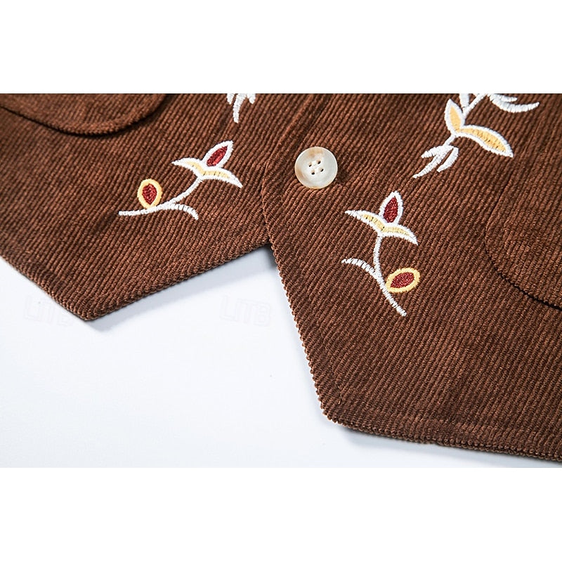 Embroidered Single-Breasted Vest