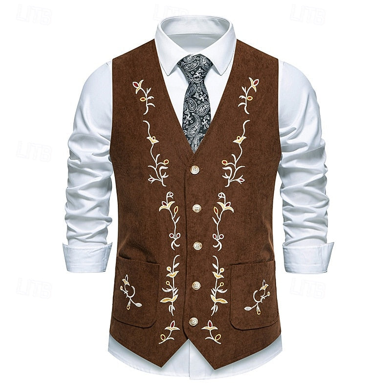 Embroidered Single-Breasted Vest