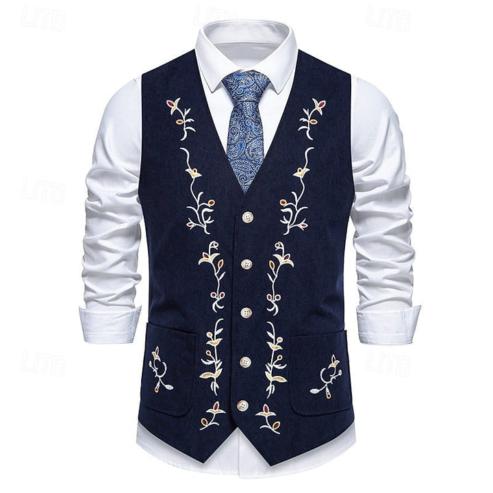 Embroidered Single-Breasted Vest